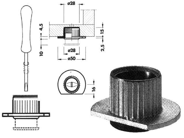 SZEKRÉNYLÁB 304-ES SZINTEZÖ 19,5 mm FÉM-MÜANYAG-HORGANYZOTT